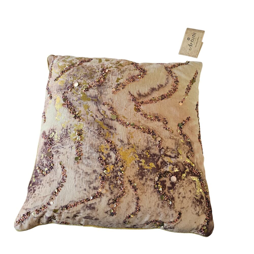 Artistic Decorative Sequin Pillow Abstract Modern Style 1 of 2, New (NWT)